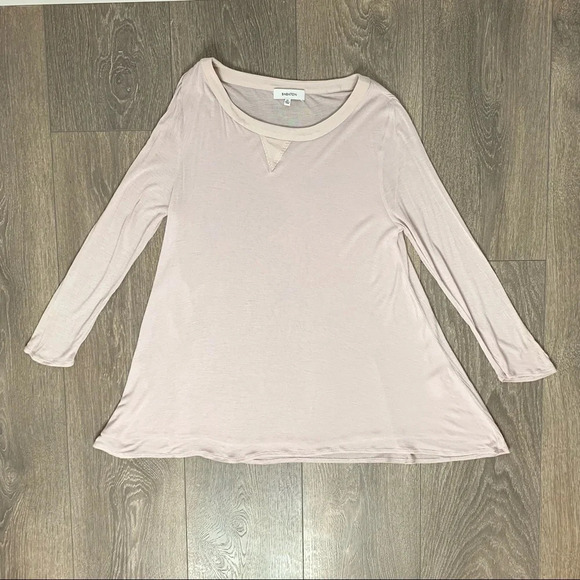 Aritzia Babaton Top 3/4 Length Sleeve Flowy Casual Basic Lilac Grey Size XS - Picture 3 of 16